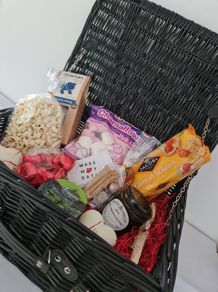 Photo of Winter Date Night Hamper containing all the snacks and treats included